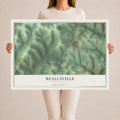 Map of Beallsville, Pennsylvania, 24 x 36 inch unframed archival matte print