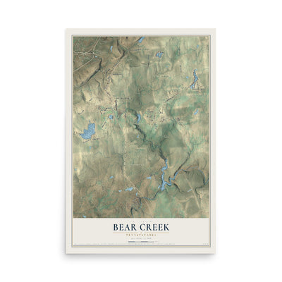 Map of Bear Creek, Pennsylvania, 12 x 18 inch unframed archival matte print