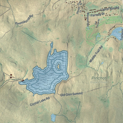 Second close-up of the map of Bear Creek, Pennsylvania print showing more streets and buildings