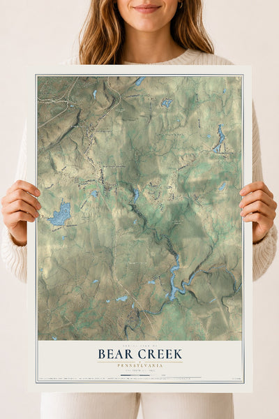Map of Bear Creek, Pennsylvania, 18 x 24 inch unframed archival matte print