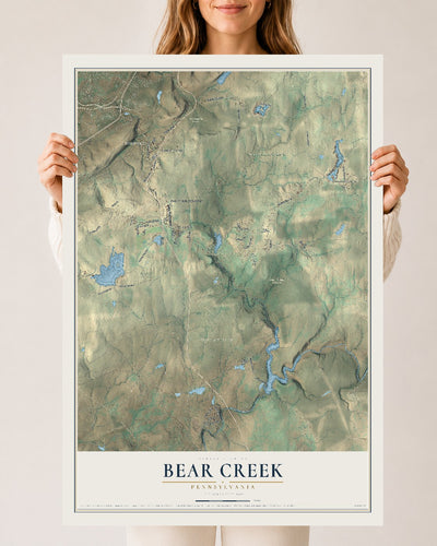 Map of Bear Creek, Pennsylvania, 24 x 36 inch unframed archival matte print