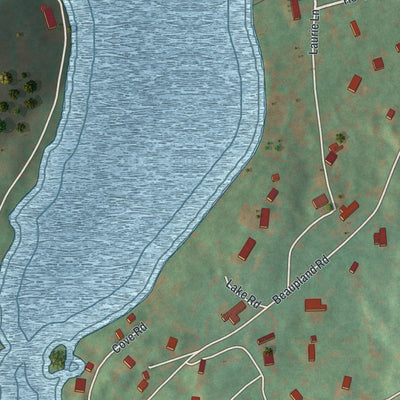Close-up of the map of Bear Creek Village, Pennsylvania print showing street and building detail