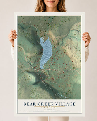 Map of Bear Creek Village, Pennsylvania, 24 x 36 inch unframed archival matte print