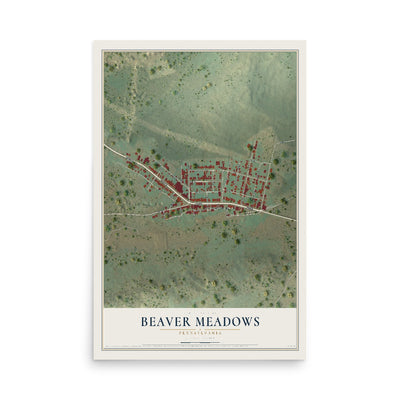 Map of Beaver Meadows, Pennsylvania, 12 x 18 inch unframed archival matte print