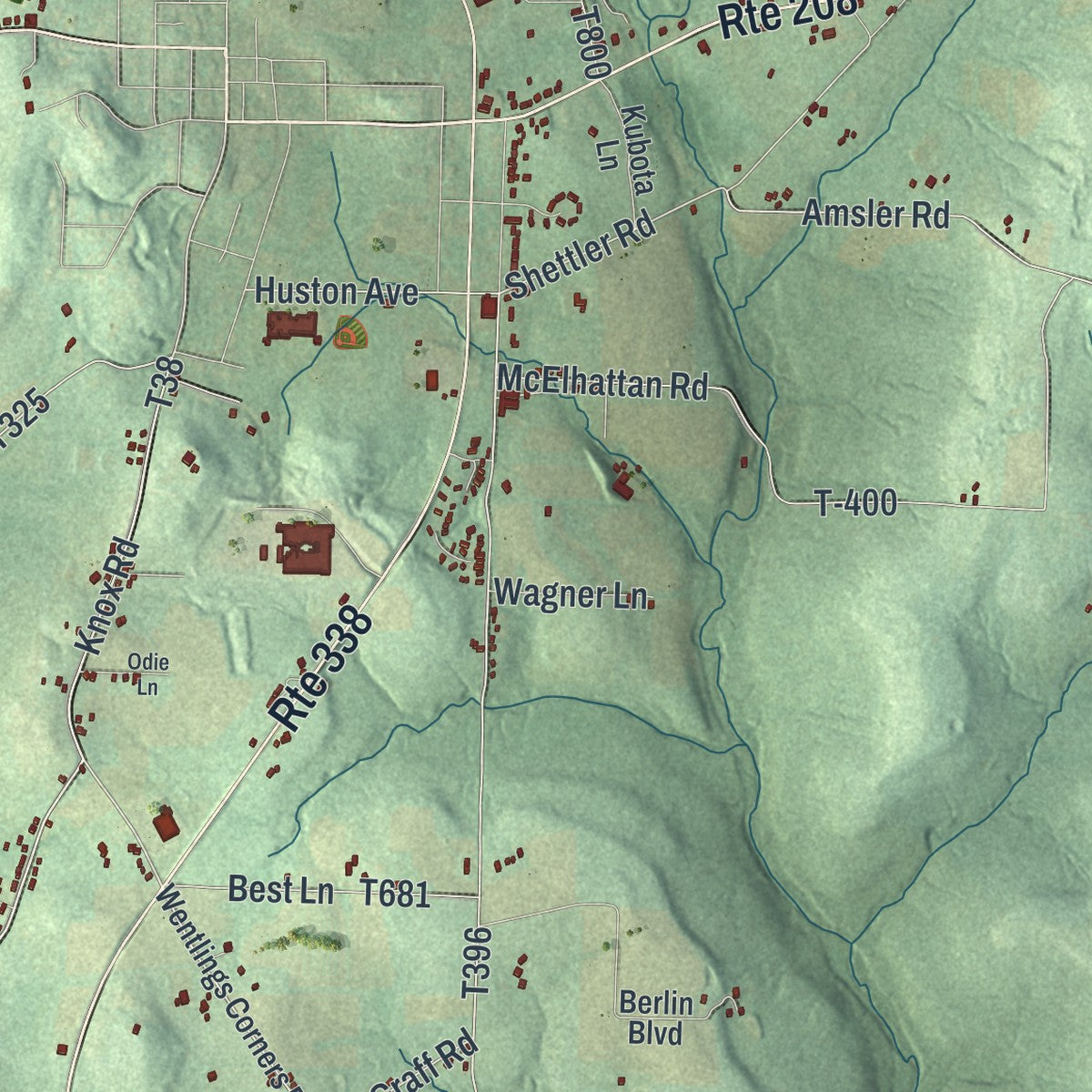 Close-up of the map of Beaver, Clarion County, Pennsylvania print showing street and building detail