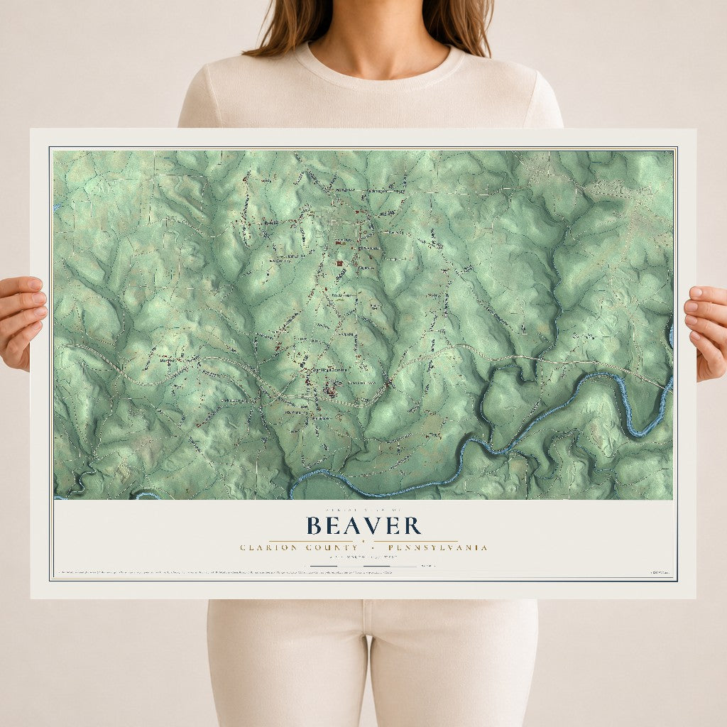 Map of Beaver, Clarion County, Pennsylvania, 18 x 24 inch unframed archival matte print