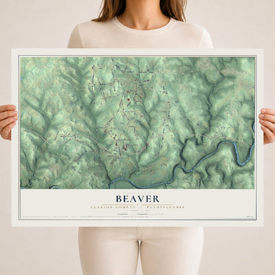 Map of Beaver, Clarion County, Pennsylvania, 18 x 24 inch unframed archival matte print