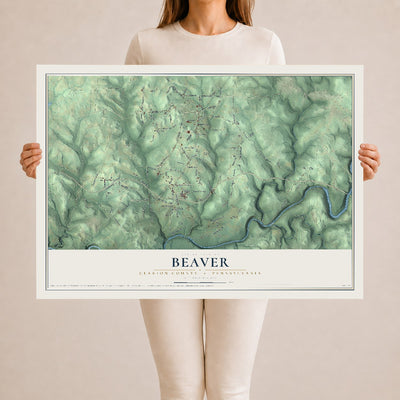 Map of Beaver, Clarion County, Pennsylvania, 24 x 36 inch unframed archival matte print