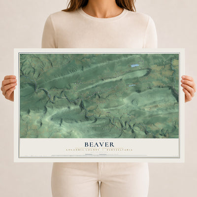 Map of Beaver, Columbia County, Pennsylvania, 12 x 18 inch unframed archival matte print