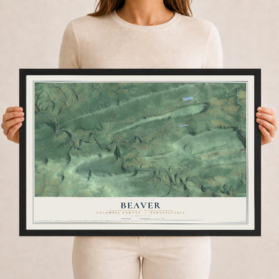 Map of Beaver, Columbia County, Pennsylvania, 12 x 18 inch print in a black wood frame