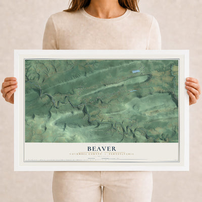 Map of Beaver, Columbia County, Pennsylvania, 12 x 18 inch print in a white wood frame