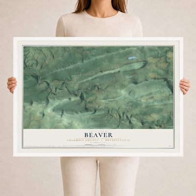 Map of Beaver, Columbia County, Pennsylvania, 24 x 36 inch print in a white wood frame