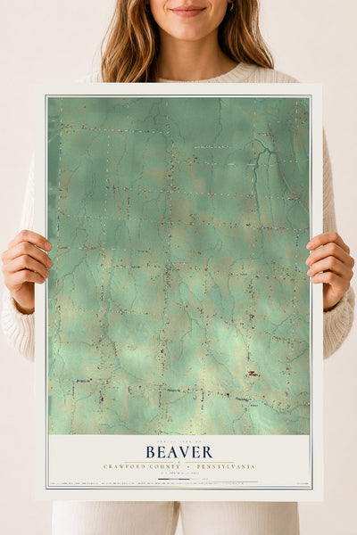 Map of Beaver, Crawford County, Pennsylvania, 18 x 24 inch unframed archival matte print