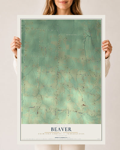 Map of Beaver, Crawford County, Pennsylvania, 24 x 36 inch unframed archival matte print
