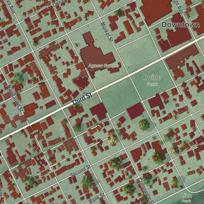 Close-up of the map of Beaver, Beaver County, Pennsylvania print showing street and building detail