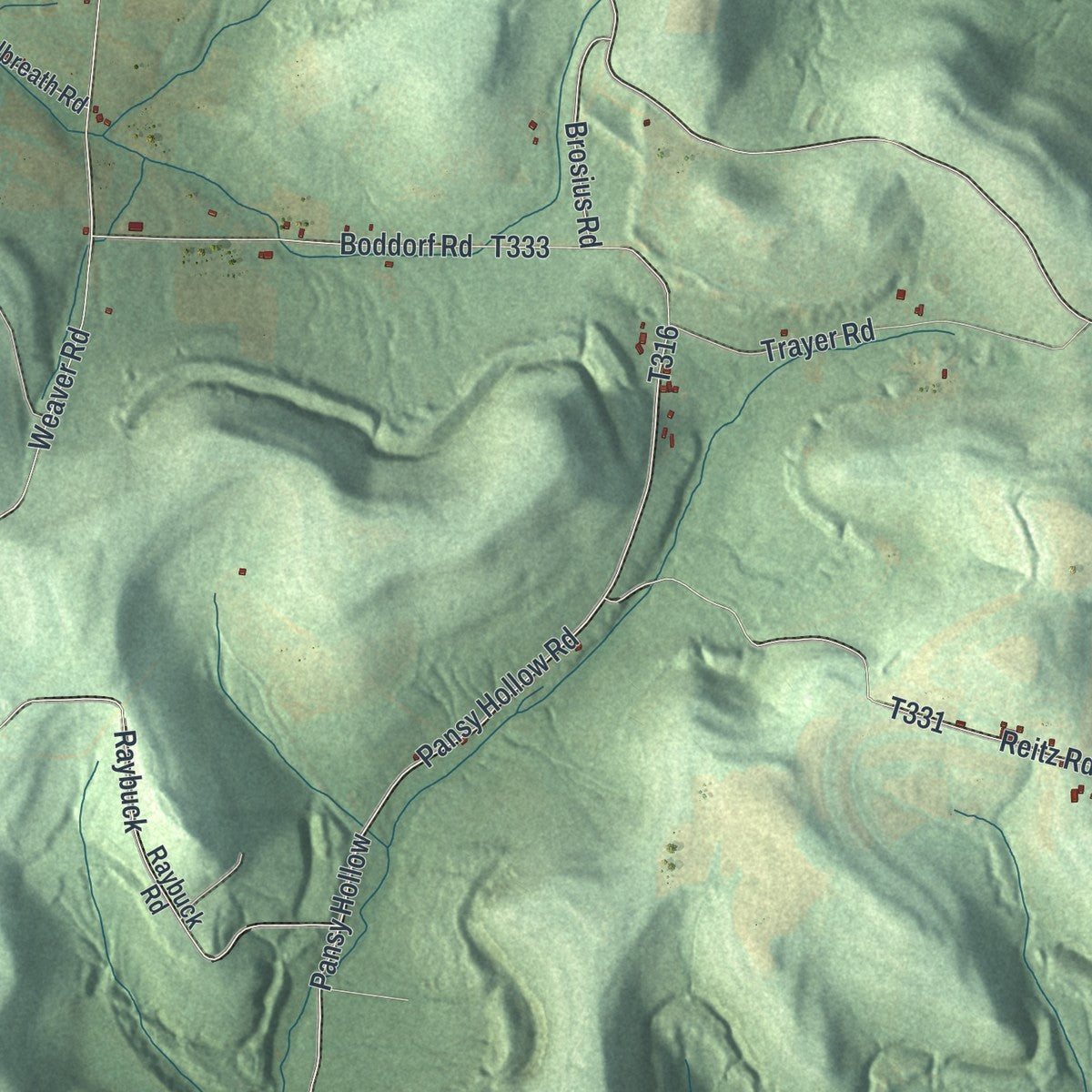 Close-up of the map of Beaver, Jefferson County, Pennsylvania print showing street and building detail