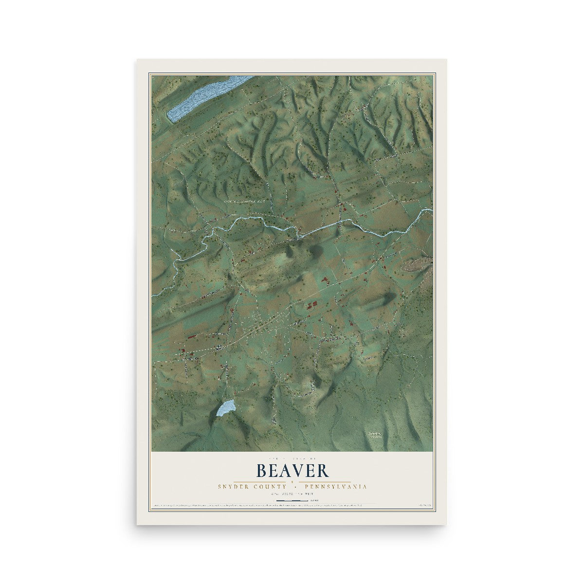 Map of Beaver, Snyder County, Pennsylvania, 12 x 18 inch unframed archival matte print