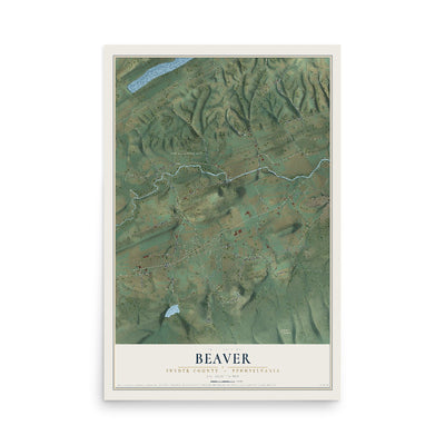 Map of Beaver, Snyder County, Pennsylvania, 12 x 18 inch unframed archival matte print
