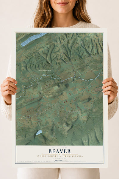 Map of Beaver, Snyder County, Pennsylvania, 18 x 24 inch unframed archival matte print