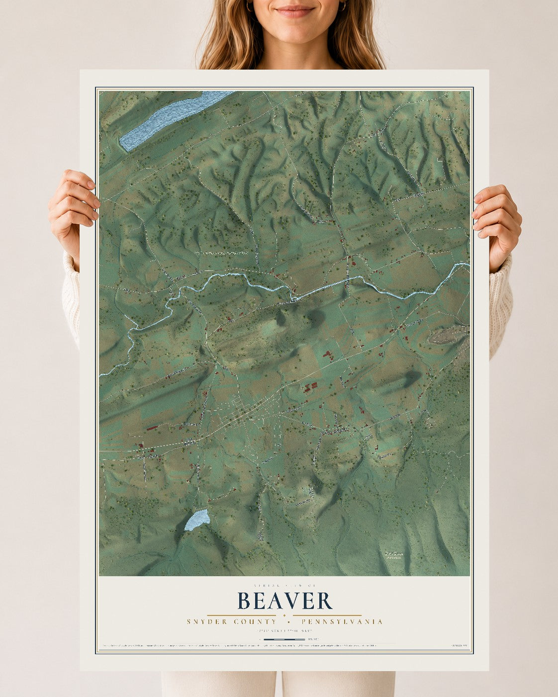 Map of Beaver, Snyder County, Pennsylvania, 24 x 36 inch unframed archival matte print