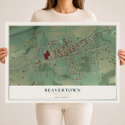 Map of Beavertown, Pennsylvania, 18 x 24 inch unframed archival matte print