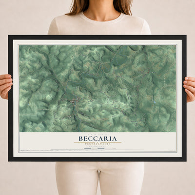 Map of Beccaria, Pennsylvania, 18 x 24 inch print in a black wood frame