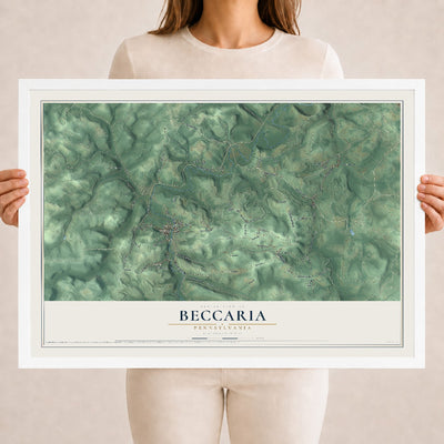 Map of Beccaria, Pennsylvania, 18 x 24 inch print in a white wood frame