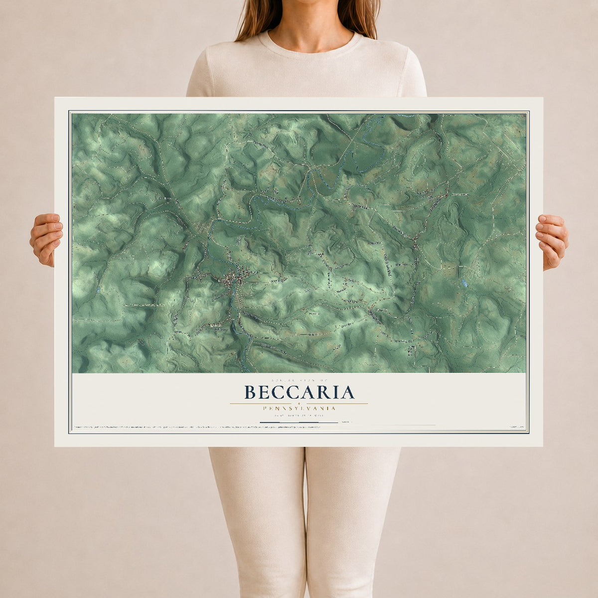 Map of Beccaria, Pennsylvania, 24 x 36 inch unframed archival matte print