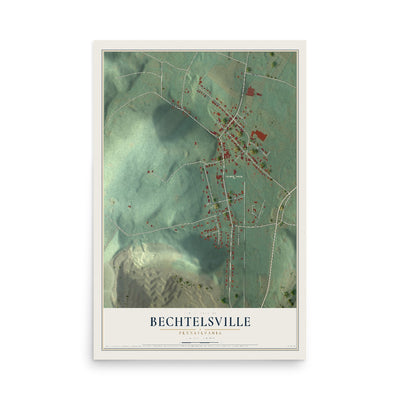 Map of Bechtelsville, Pennsylvania, 12 x 18 inch unframed archival matte print