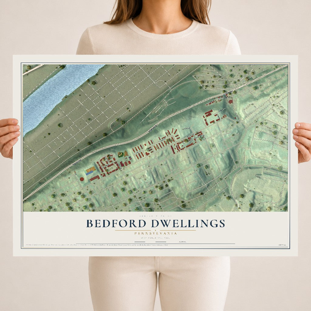 Map of Bedford Dwellings, Pennsylvania, 18 x 24 inch unframed archival matte print