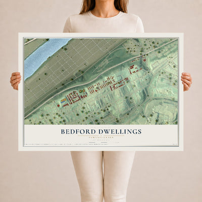 Map of Bedford Dwellings, Pennsylvania, 24 x 36 inch unframed archival matte print
