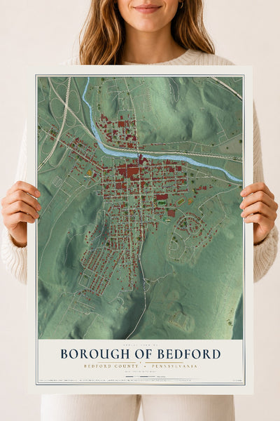 Map of the Borough of Bedford, Bedford County, Pennsylvania, 18 x 24 inch unframed archival matte print