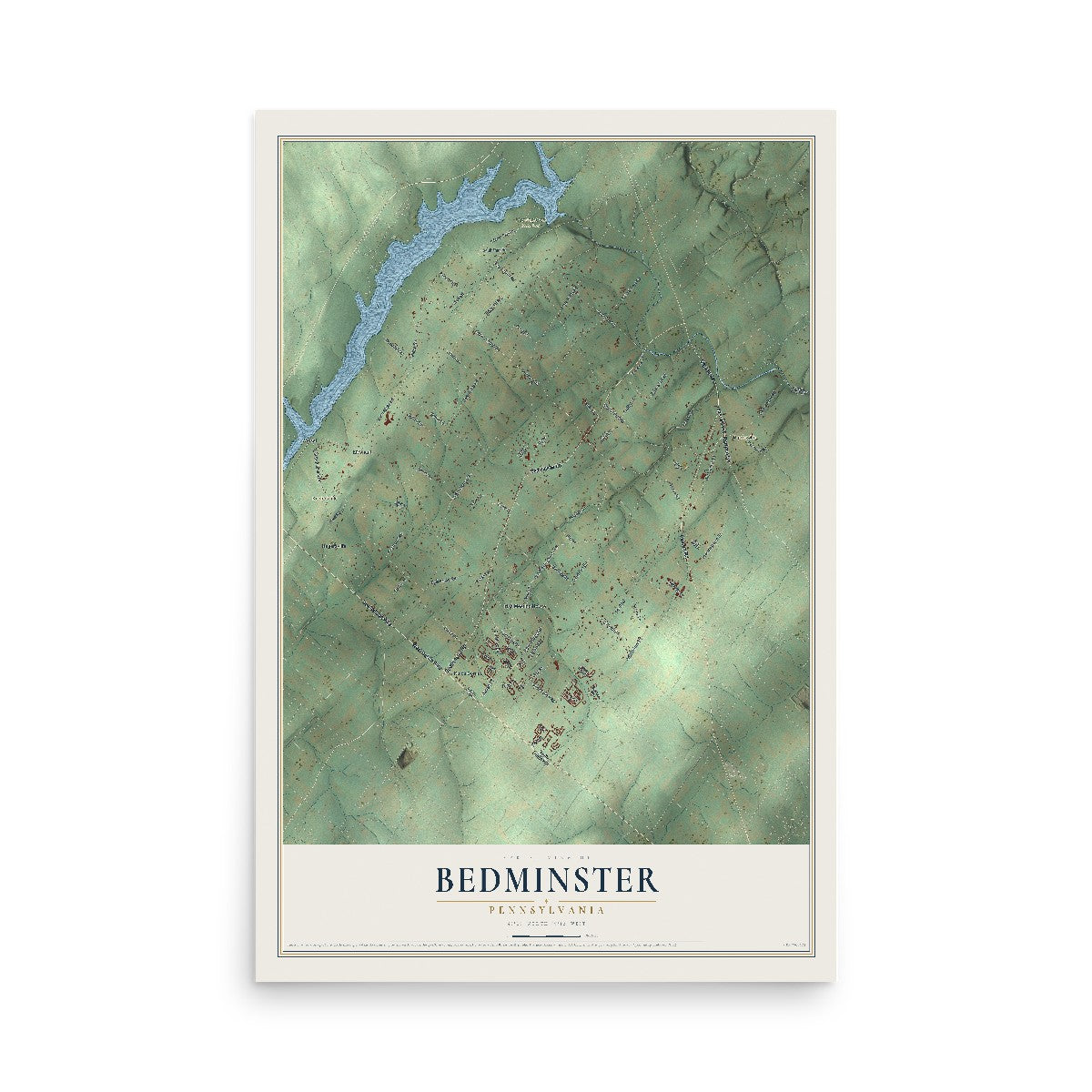 Map of Bedminster, Pennsylvania, 12 x 18 inch unframed archival matte print