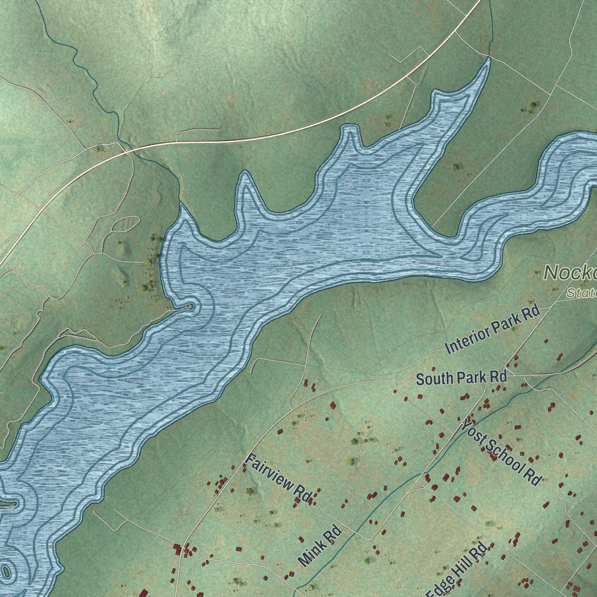 Second close-up of the map of Bedminster, Pennsylvania print showing more streets and buildings