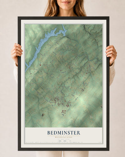 Map of Bedminster, Pennsylvania, 24 x 36 inch print in a black wood frame