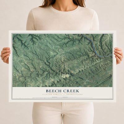 Map of Beech Creek, Clinton County, Pennsylvania, 12 x 18 inch unframed archival matte print