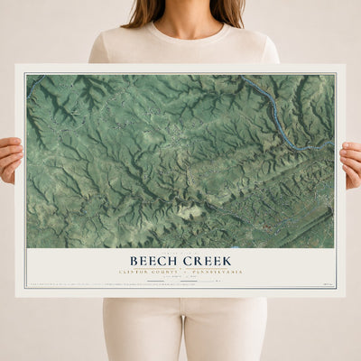 Map of Beech Creek, Clinton County, Pennsylvania, 18 x 24 inch unframed archival matte print