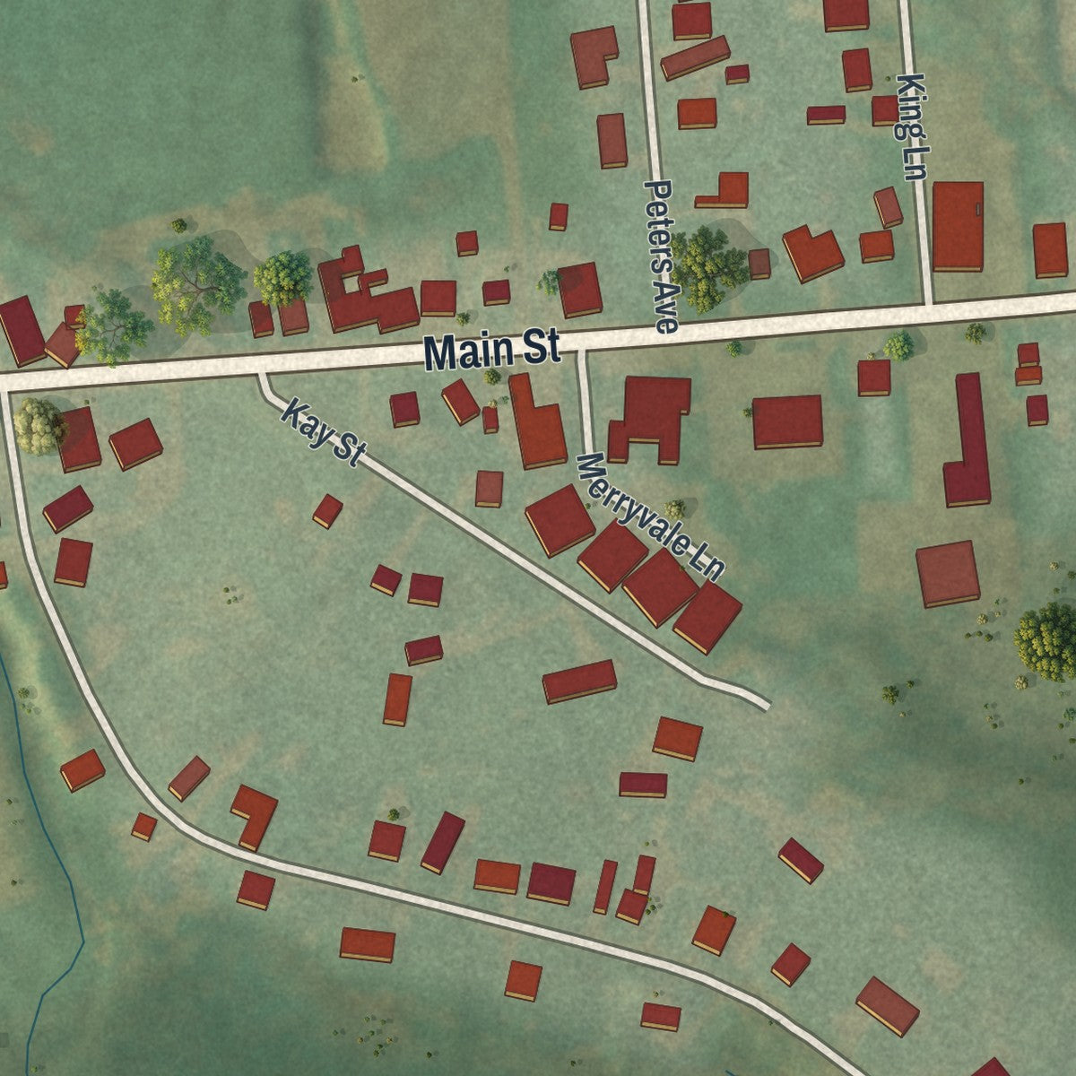 Second close-up of the map of the Borough of Beech Creek, Clinton County, Pennsylvania print showing more streets and buildings