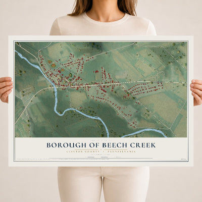 Map of the Borough of Beech Creek, Clinton County, Pennsylvania, 18 x 24 inch unframed archival matte print
