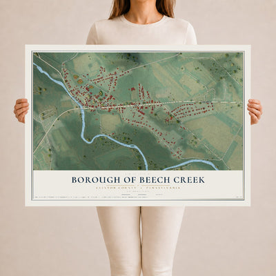 Map of the Borough of Beech Creek, Clinton County, Pennsylvania, 24 x 36 inch unframed archival matte print