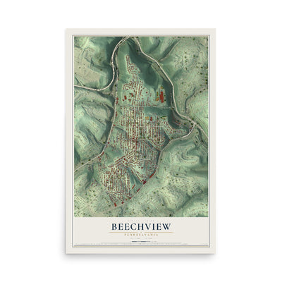 Map of Beechview, Pennsylvania, 12 x 18 inch unframed archival matte print