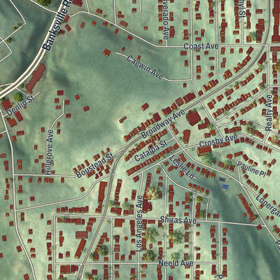 Second close-up of the map of Beechview, Pennsylvania print showing more streets and buildings