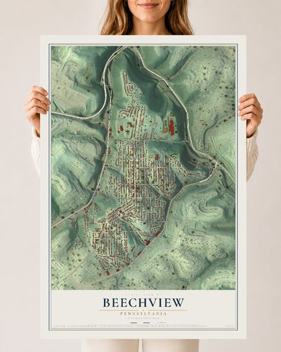 Map of Beechview, Pennsylvania, 24 x 36 inch unframed archival matte print
