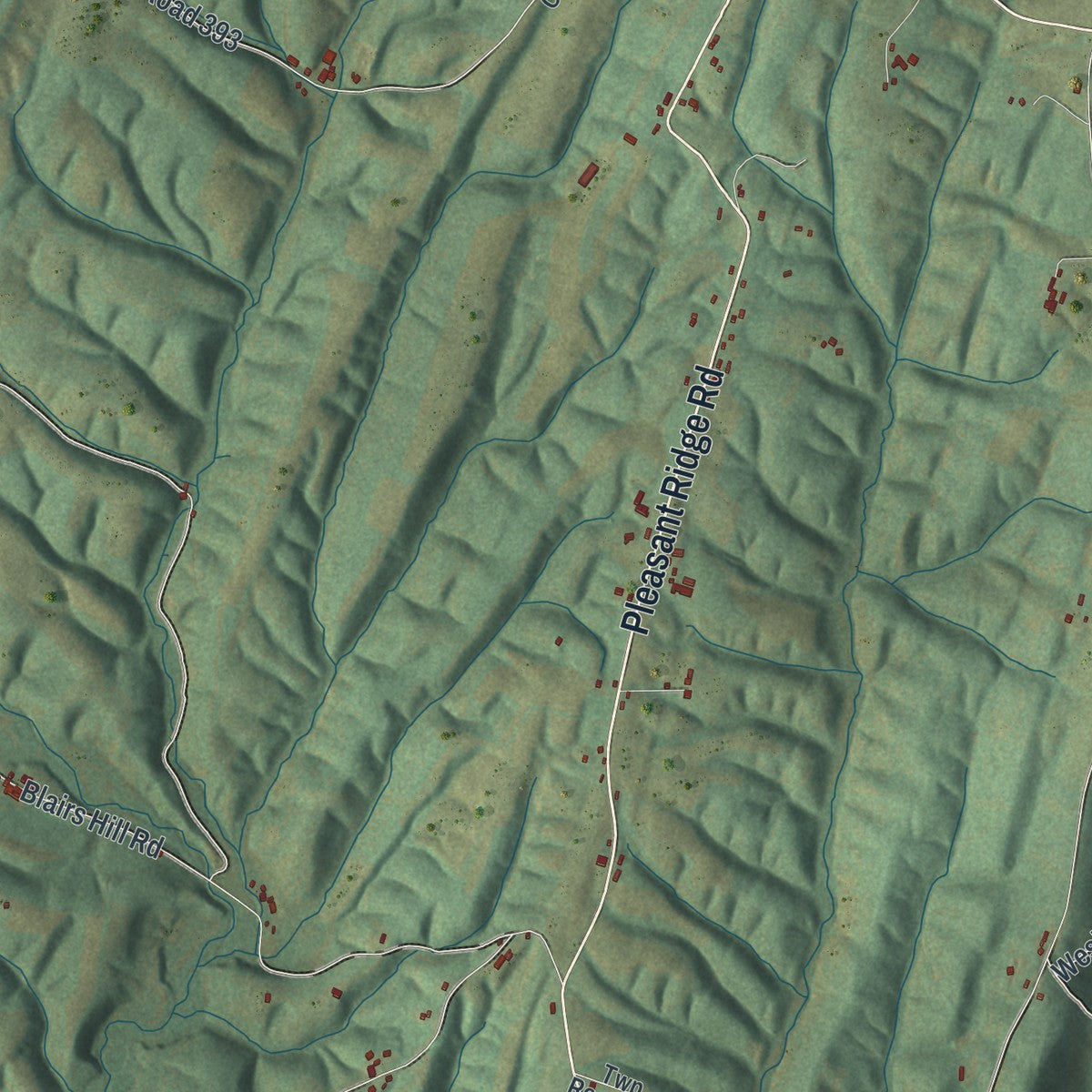 Second close-up of the map of Belfast, Pennsylvania print showing more streets and buildings