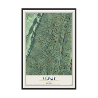 Map of Belfast, Pennsylvania, 12 x 18 inch print in a black wood frame