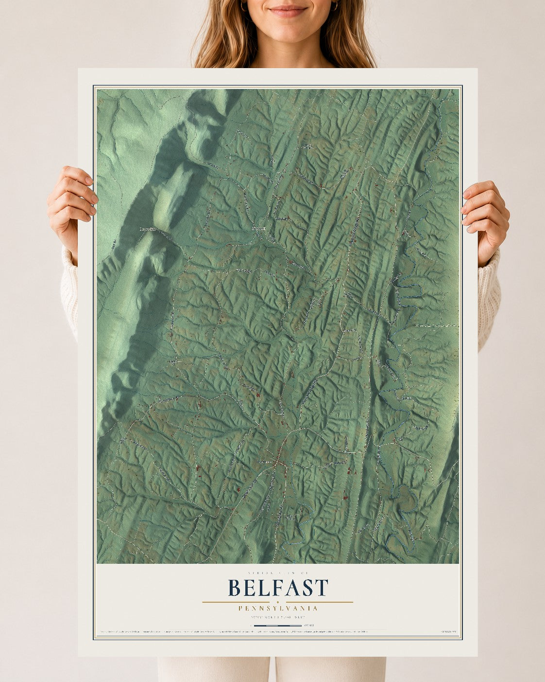 Map of Belfast, Pennsylvania, 24 x 36 inch unframed archival matte print