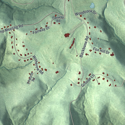 Second close-up of the map of Bell Acres, Pennsylvania print showing more streets and buildings