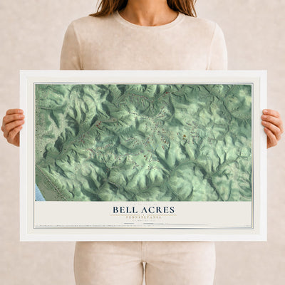 Map of Bell Acres, Pennsylvania, 12 x 18 inch print in a white wood frame