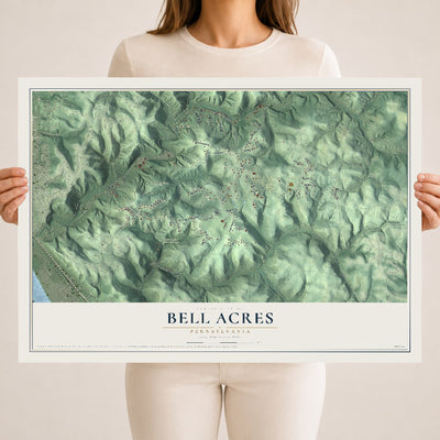 Map of Bell Acres, Pennsylvania, 18 x 24 inch unframed archival matte print