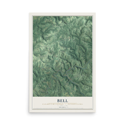 Map of Bell, Clearfield County, Pennsylvania, 12 x 18 inch unframed archival matte print